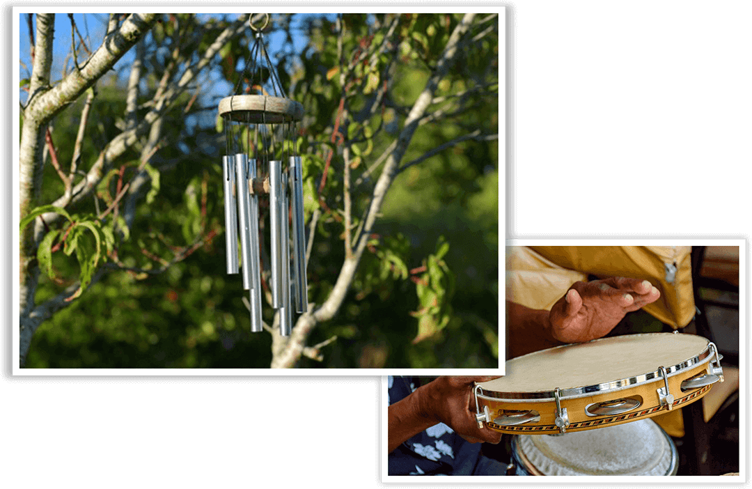 windchimes and tamborine